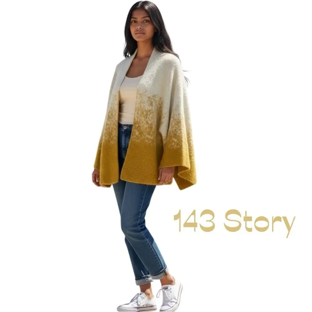 143 Story Cream Mustard Ombré Cardigan Sweater NWOT Size M CabinCore Cozy
